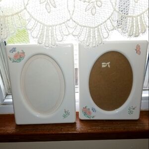 Vintage 1980s Tupperware Picture Frames Set of 2 butterflies and floral 5x7